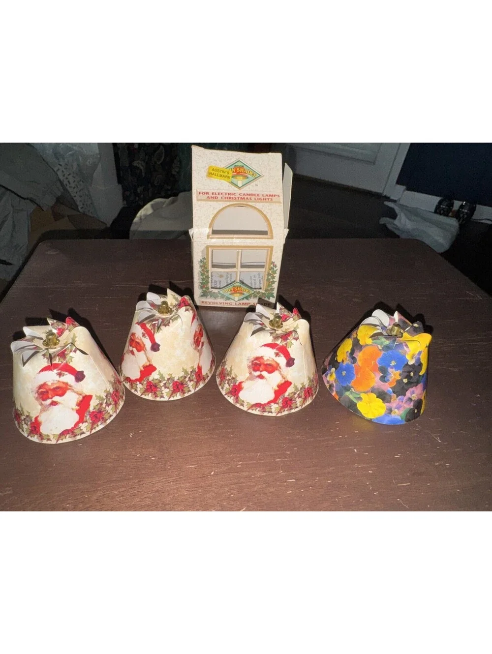 Revolving Lamp Shades Set4 Electric Candle Replacement Shades Christmas & Floral